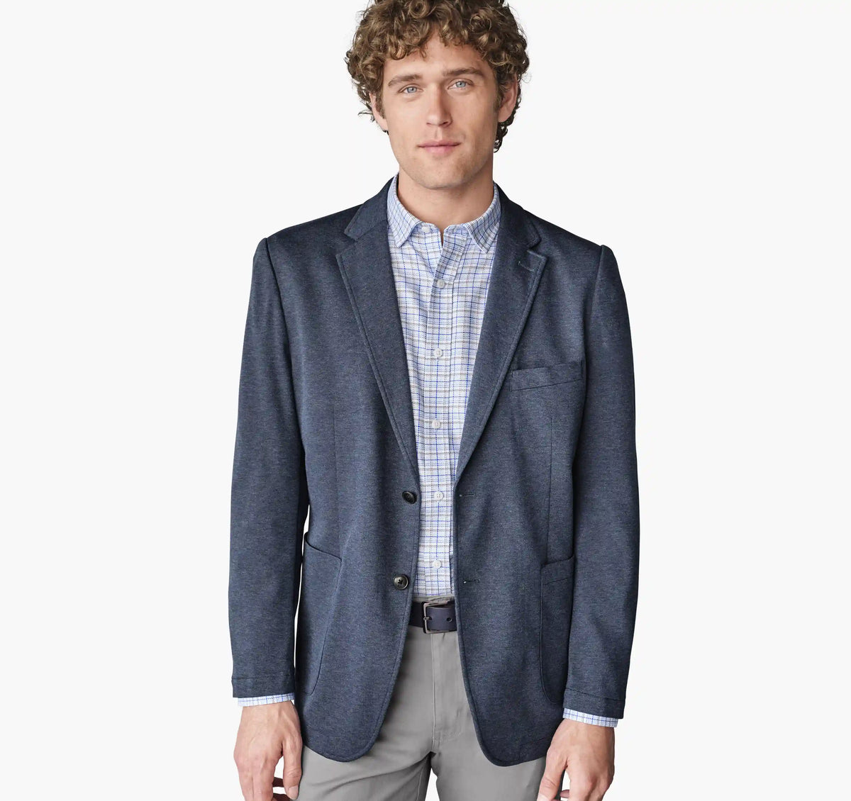 XC Flex® Pinnacle Hooded Knit Blazer - Navy Birdseye