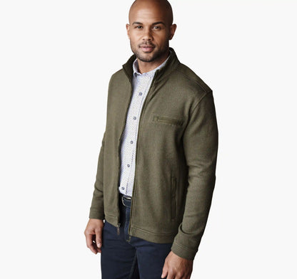Melange Knit Full-Zip - Olive