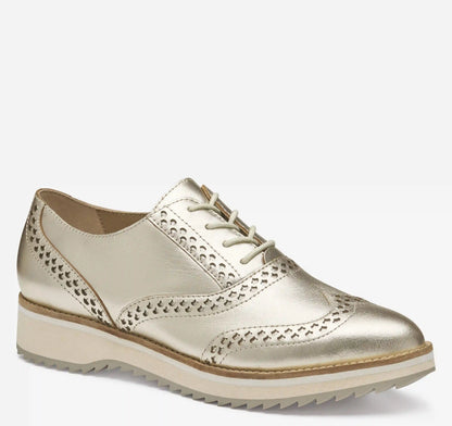 Ulyssa Wingtip - Gold Metallic Sheepskin