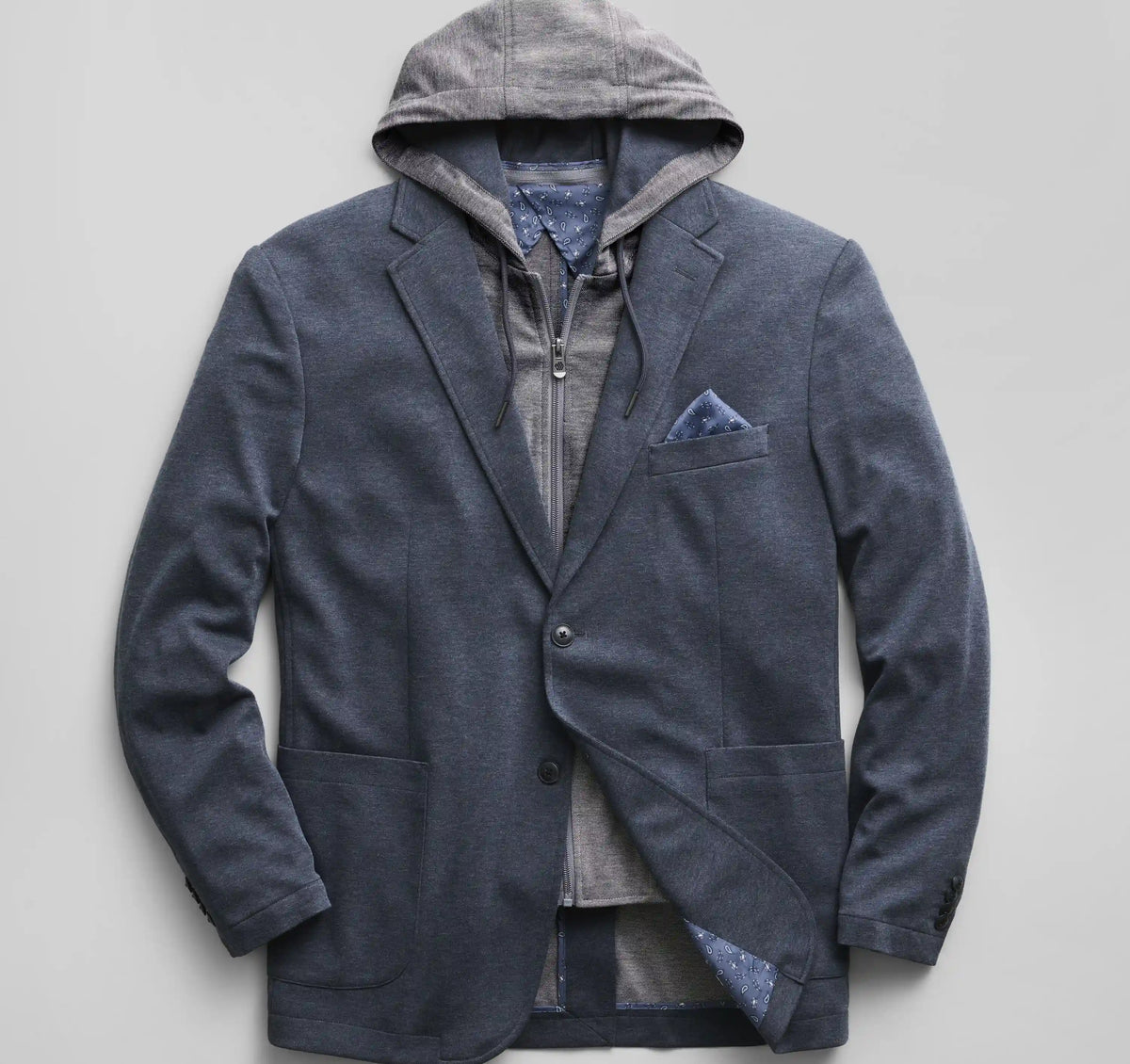 XC Flex® Pinnacle Hooded Knit Blazer - Navy Birdseye