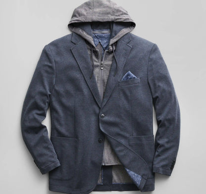 XC Flex® Pinnacle Hooded Knit Blazer - Navy Birdseye