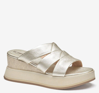Colleen Triple-Band Slide - Platinum Metallic Italian Sheepskin