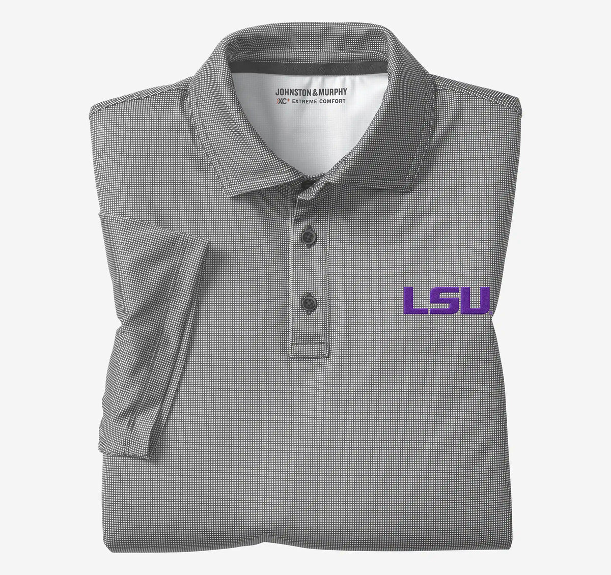 Collegiate XC+™ Gingham Polo - LSU - Black Shirt