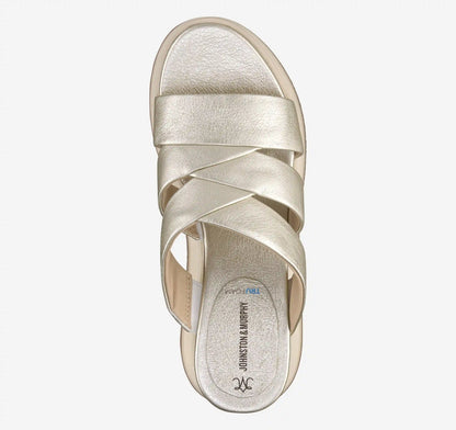 Colleen Triple-Band Slide - Platinum Metallic Italian Sheepskin