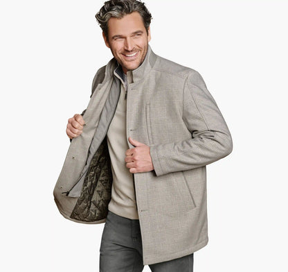 Upton Car Coat - Oyster Plaid