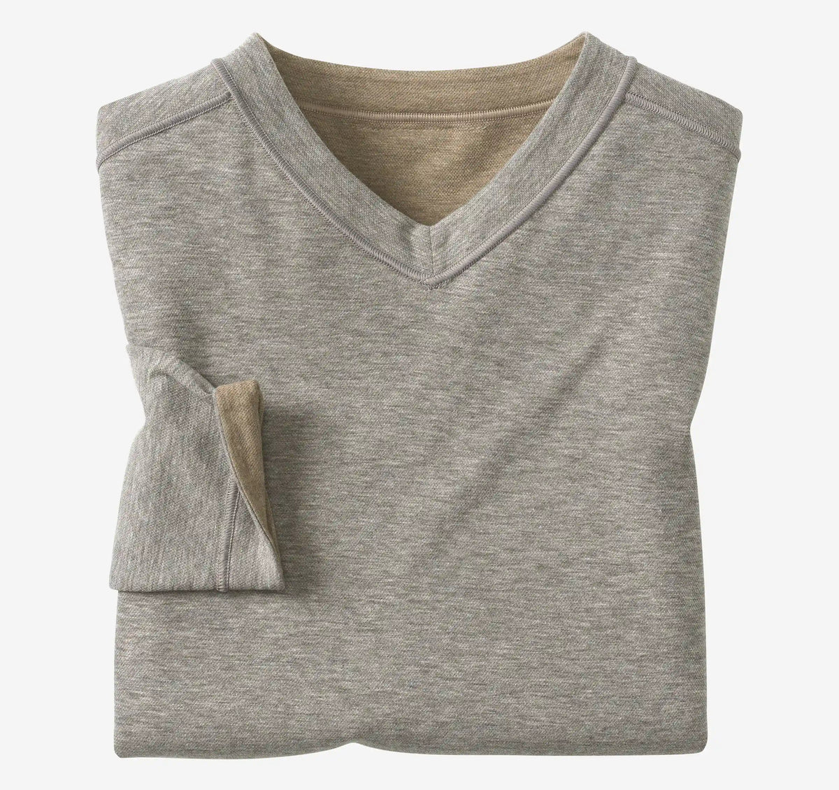 Icon Reversible V-Neck Pullover - Oatmeal/Light Gray