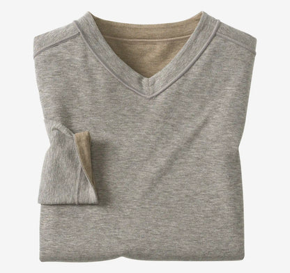 Icon Reversible V-Neck Pullover - Oatmeal/Light Gray