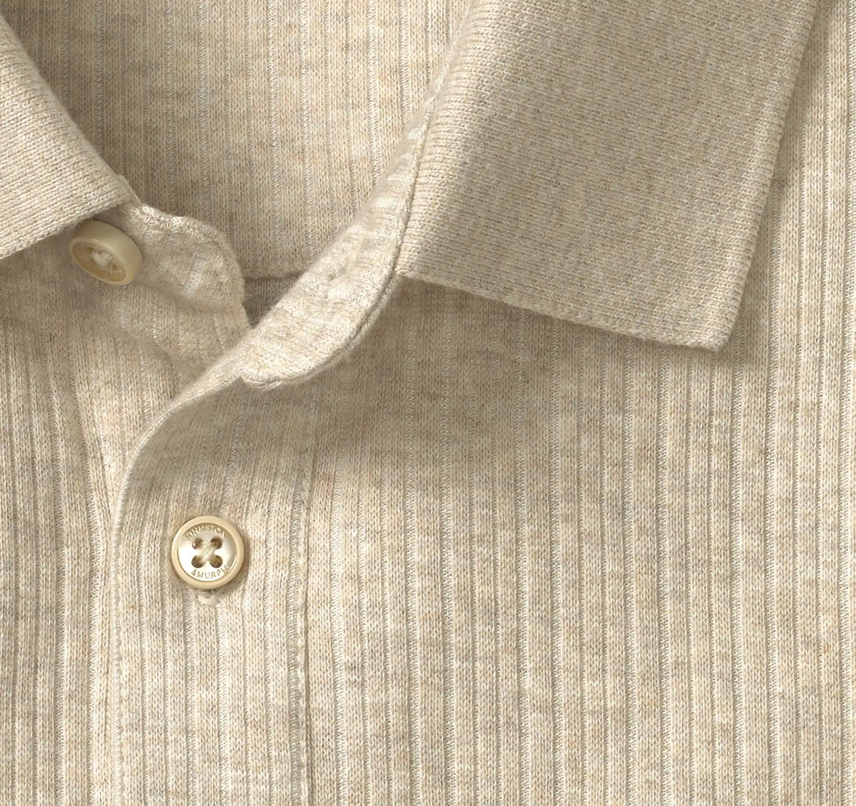 Quincy Ribbed Long-Sleeve Polo - Oatmeal