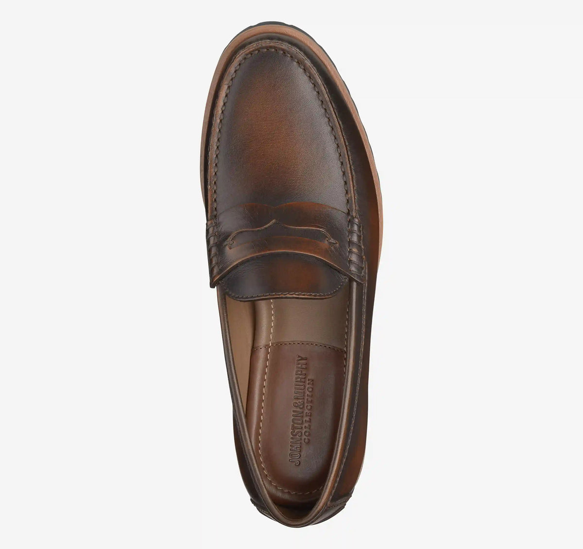 Baldwin Lug Penny Loafer - Brown Brush-Off Full-Grain Leather