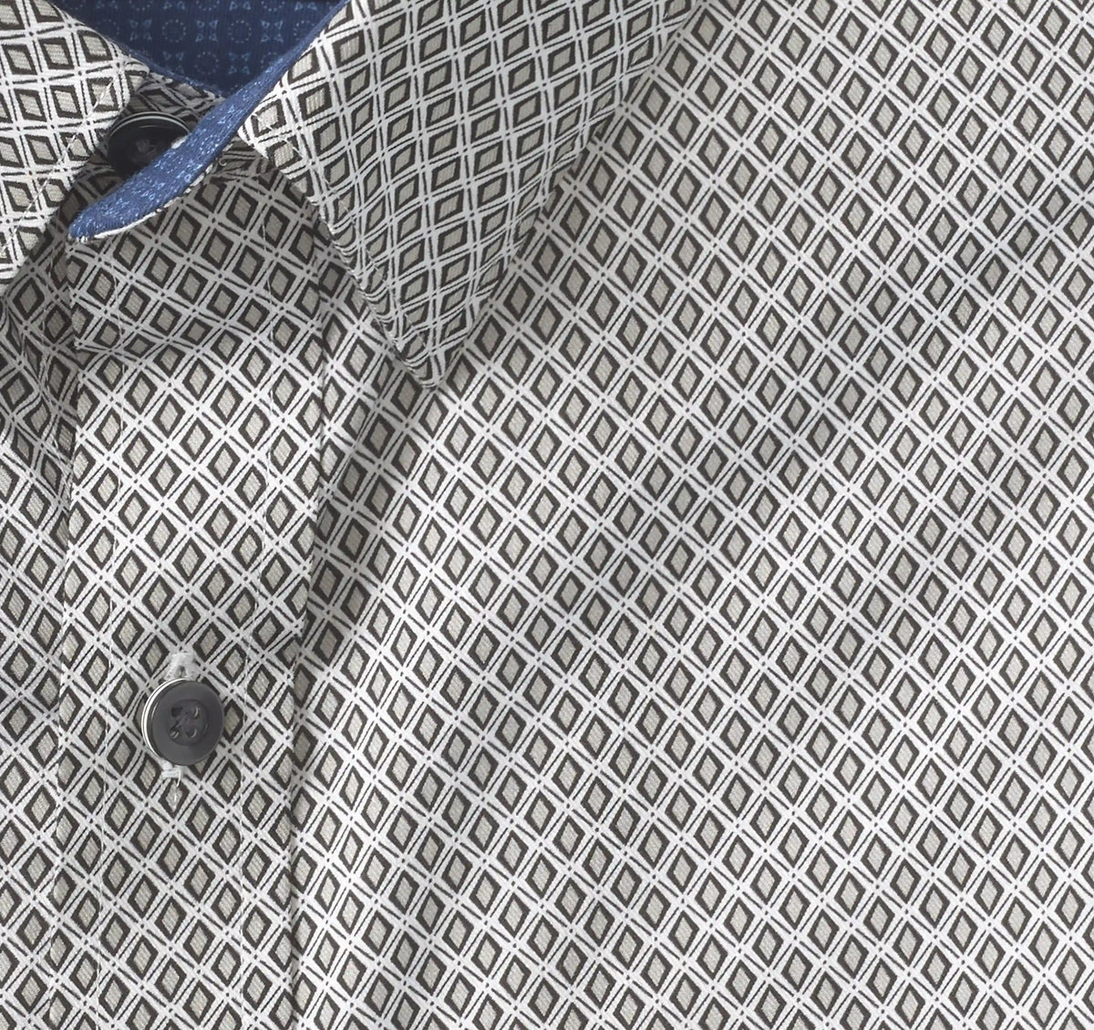 Logan Printed Short-Sleeve Shirt - Gray Diamond Grid
