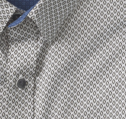 Logan Printed Short-Sleeve Shirt - Gray Diamond Grid