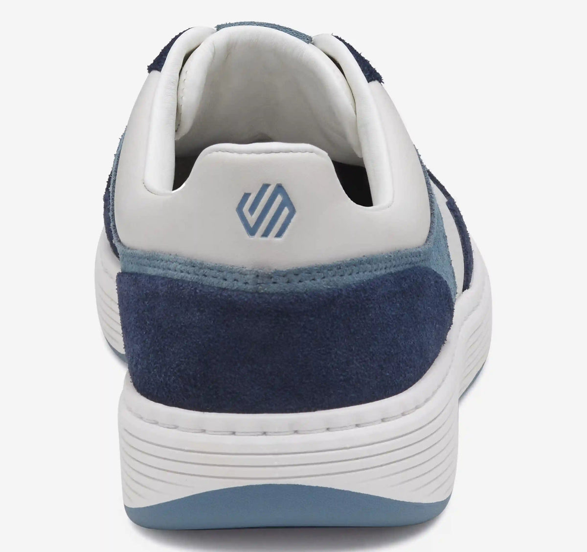 Dawson Moc Toe U-Throat - White Full Grain Leather/Blue/Navy Suede