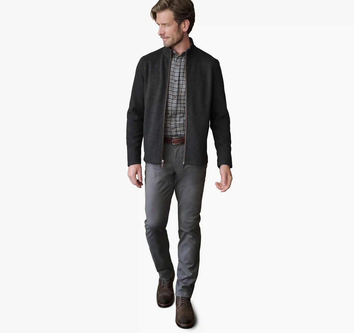 Heathered Full-Zip - Dark Charcoal