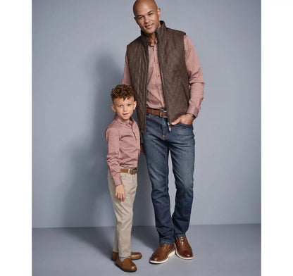 Upton Reversible Vest - Dark Brown/Navy Plaid
