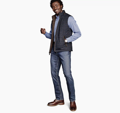Upton Reversible Vest - Dark Brown/Navy Plaid