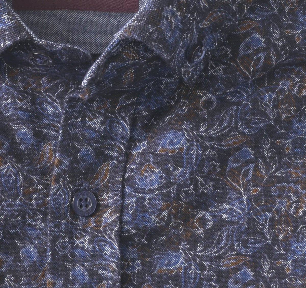 Lane Printed Shirt - Navy/Brown Frond