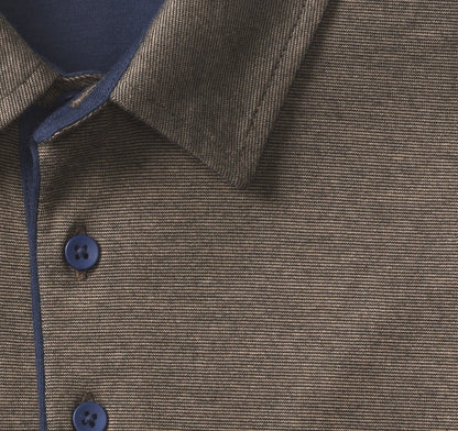 Fine-Stripe Polo - Brown/Navy Stripe