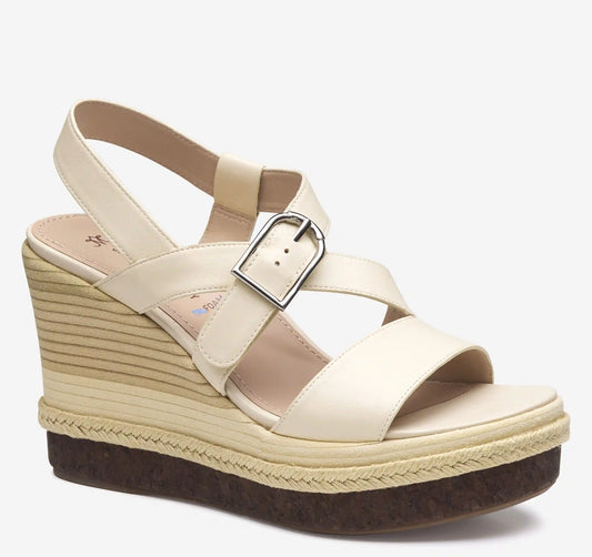 Addison Asymmetrical Wedge - Bone Nappa Leather