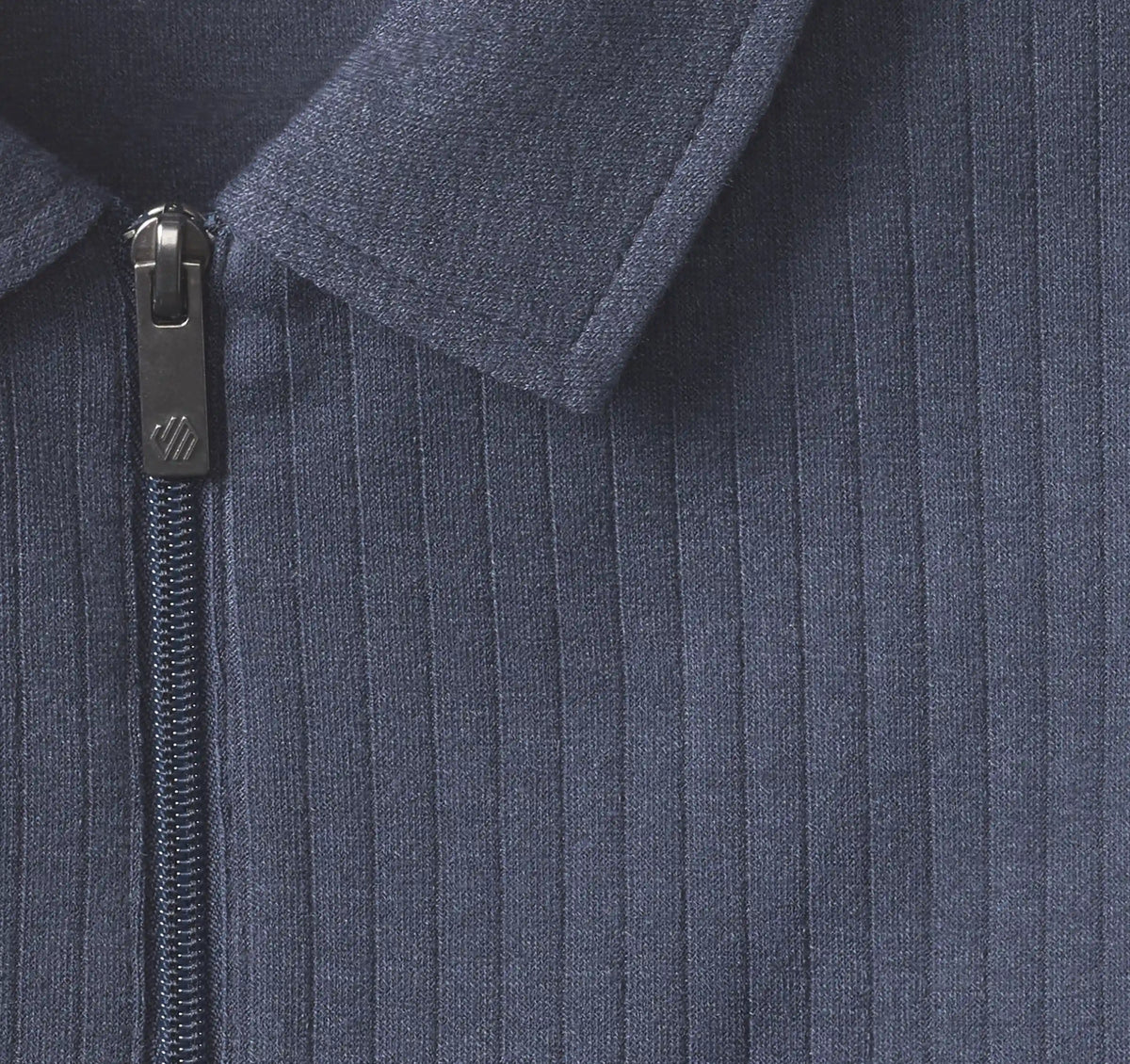 Finn Ribbed Zip Polo - Navy