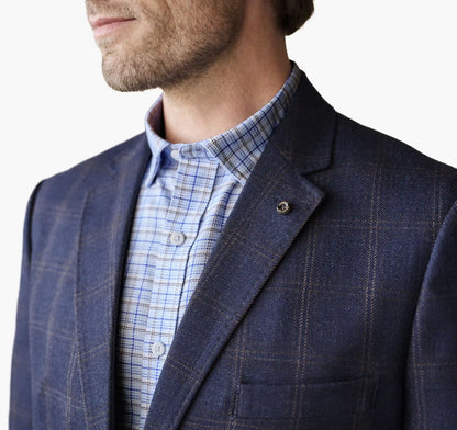 Townsend Dress Wool Blazer - Navy Brown Plaid
