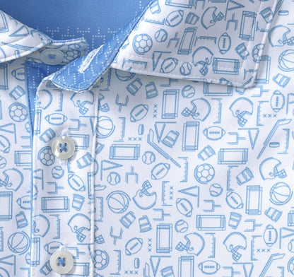 Game Day XC+™ Multi-Sport Print Polo - Light Blue