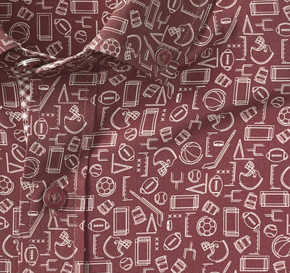 Game Day XC4® Short-Sleeve Multi-Sport Print Shirt - Burgundy