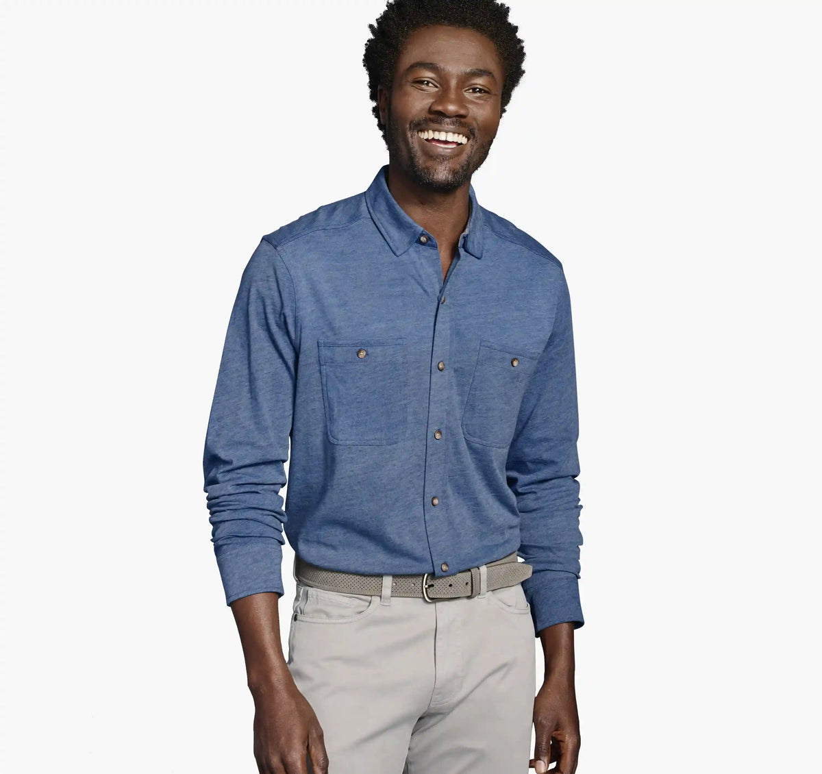 XC Flex® Stretch Indigo Long-Sleeve Shirt - Blue