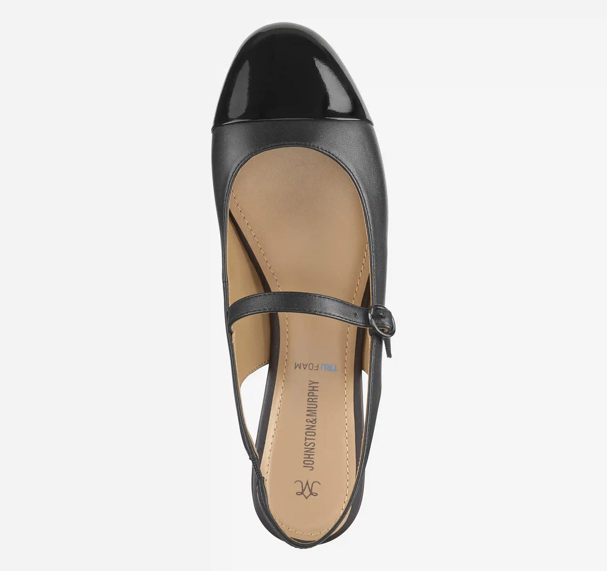 Claire Mary Jane Slingback - Black Glove Leather/Patent Leather