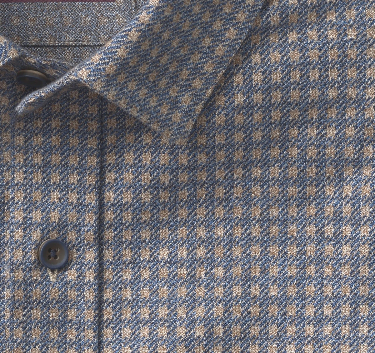 Eason Knit Shirt - Blue/Brown Windowpane