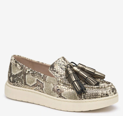Camryn Tassel Loafer - Pewter Metallic Snake-Embossed Leather