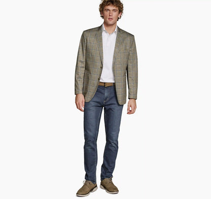 XC Flex® Pinnacle Knit Blazer - Tan/Blue Shadow Plaid