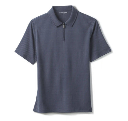 Finn Ribbed Zip Polo - Navy