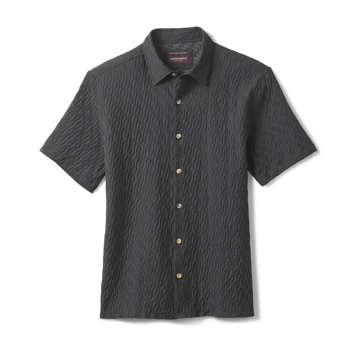 Monterey Textured Short-Sleeve Shirt - Black Diagonal Bar