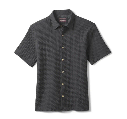 Monterey Textured Short-Sleeve Shirt - Black Diagonal Bar