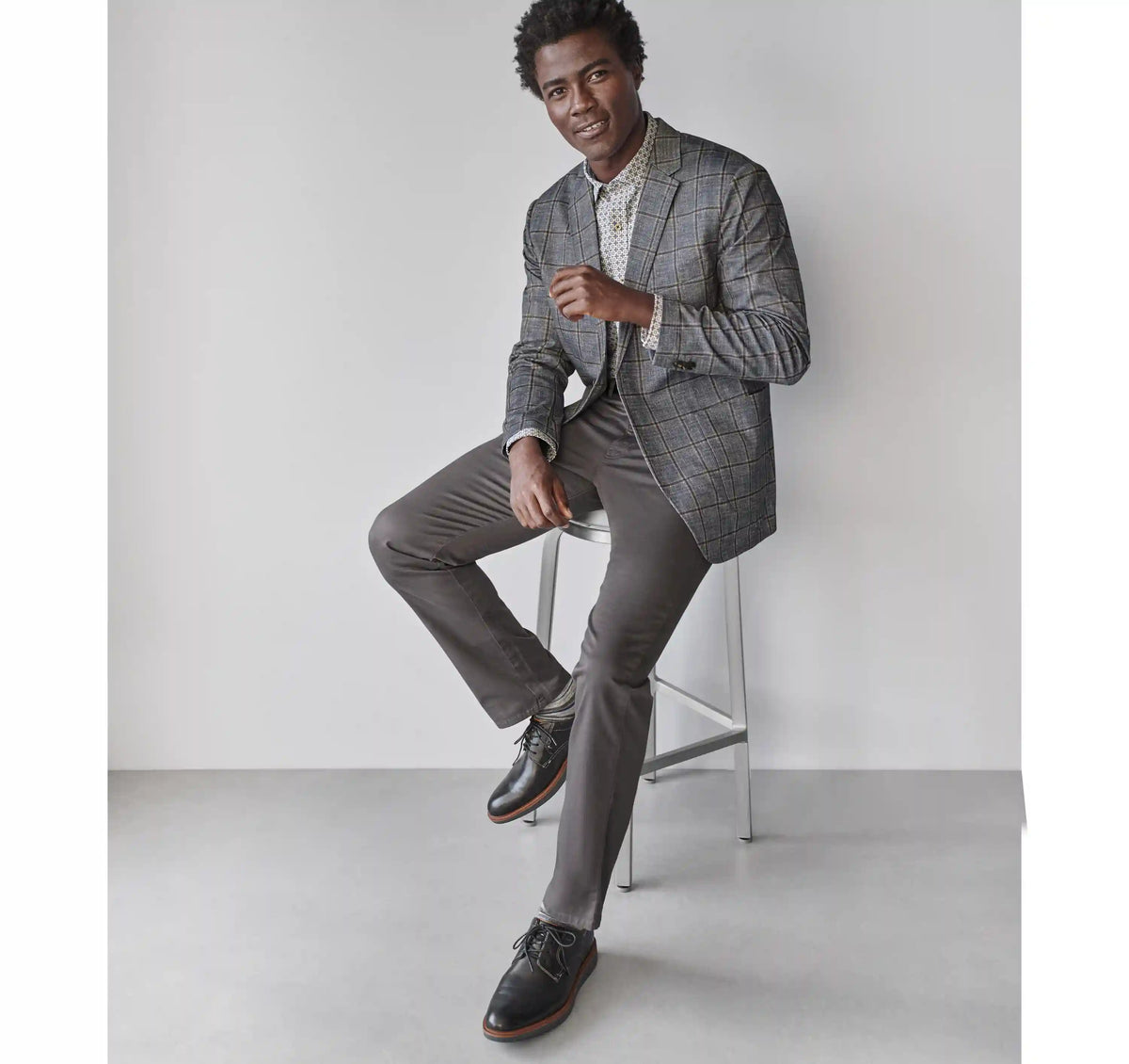 XC Flex® Pinnacle Knit Blazer - Charcoal/Brown Shadow Plaid