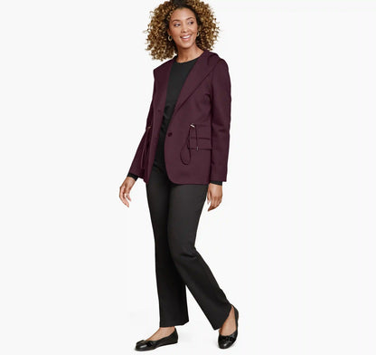 XC Flex® Shawl-Collar Blazer with Hood - Burgundy