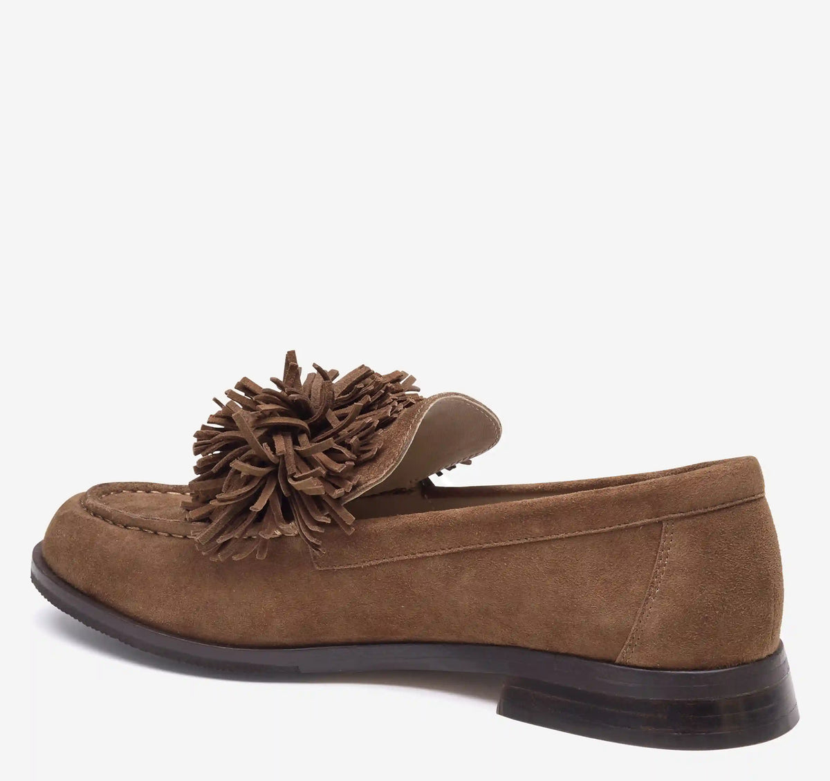 Gillian Pom-Pom Loafer - Brown Kid Suede