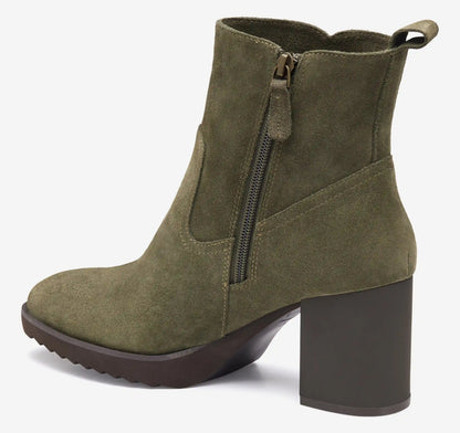 Izzie Bootie - Olive Waterproof Suede