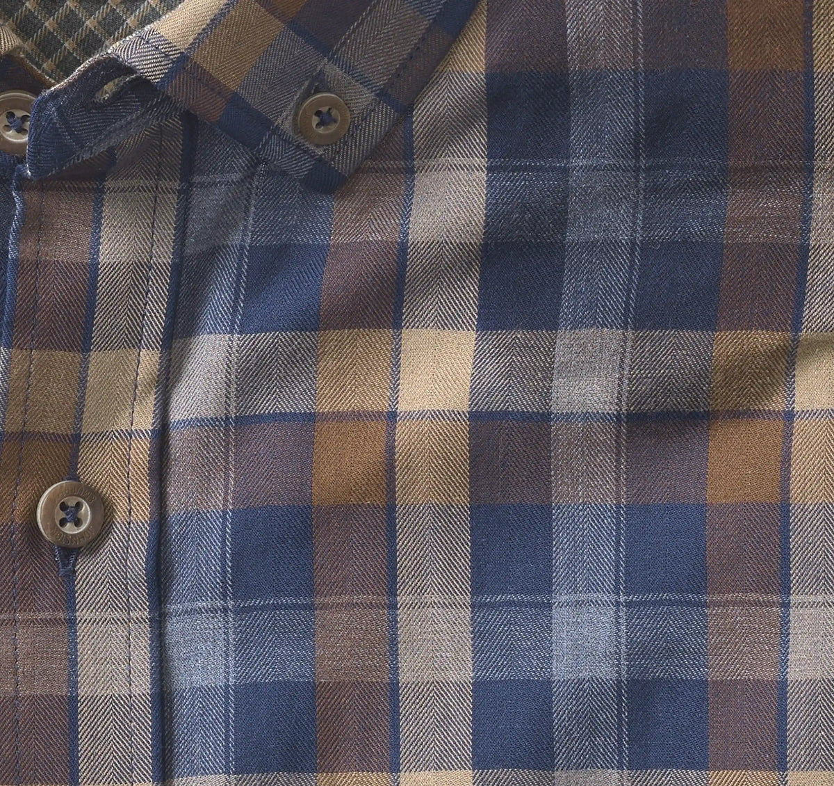 Huntley Mélange Shirt - Navy/Brown Large Plaid