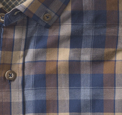 Huntley Mélange Shirt - Navy/Brown Large Plaid