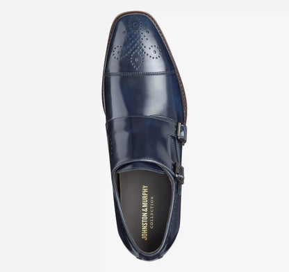 Arrister Double-Monk Cap Toe - Navy Italian Full-Grain Leather
