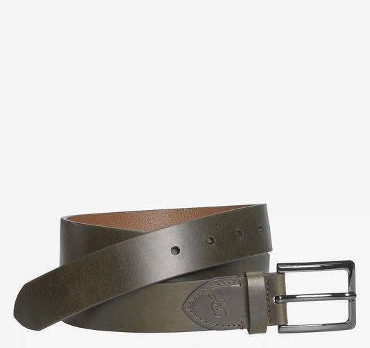 Westmore Flat-Edge Leather Belt - Olive