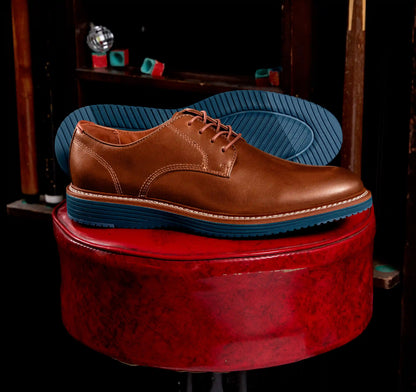 Upton Plain Toe - Tan Full Grain/Blue Sole