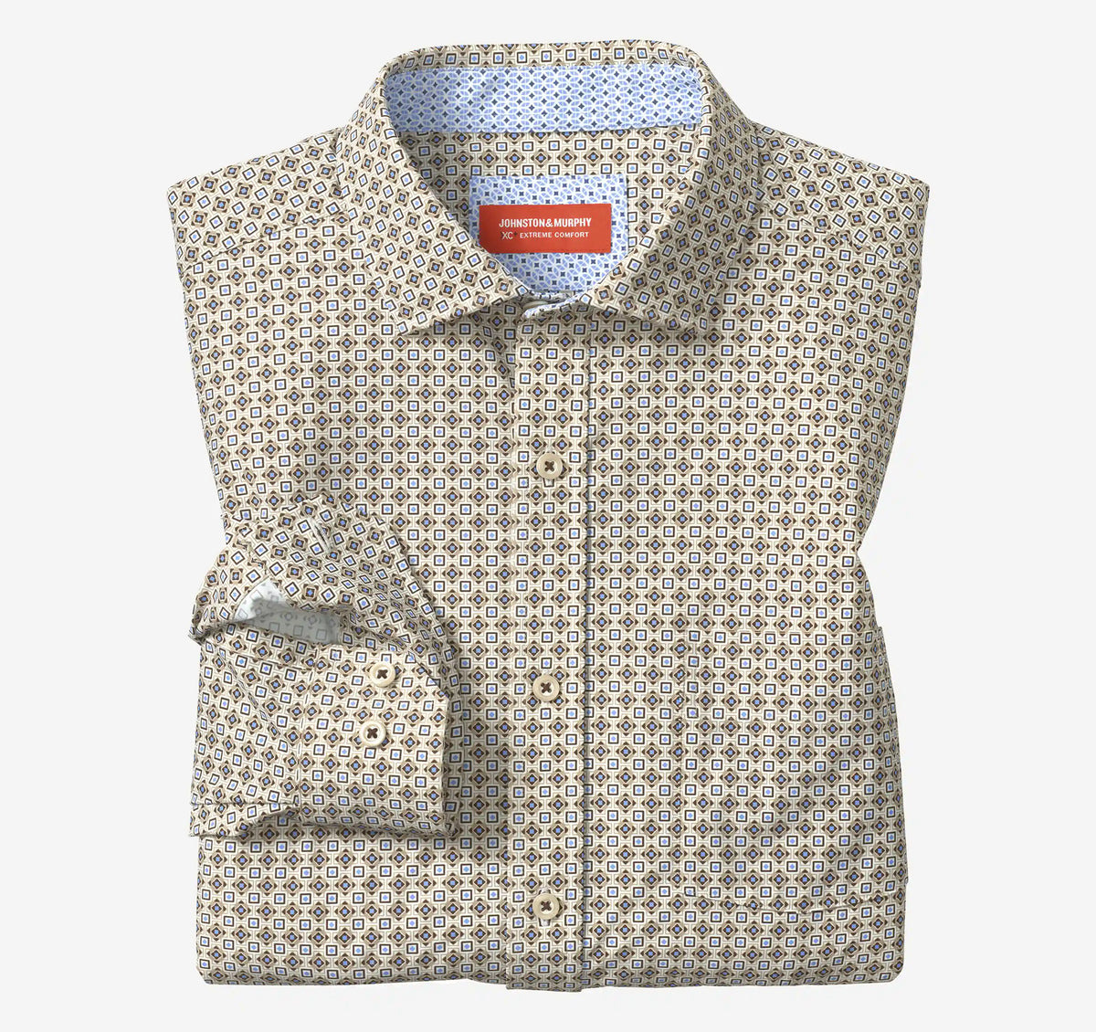 XC+™ Motion Long-Sleeve Print Knit Shirt - Tan Diamond Tile