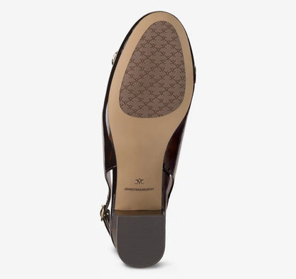 Sienna Button Slingback - Dark Brown Brushed Italian Patent Leather