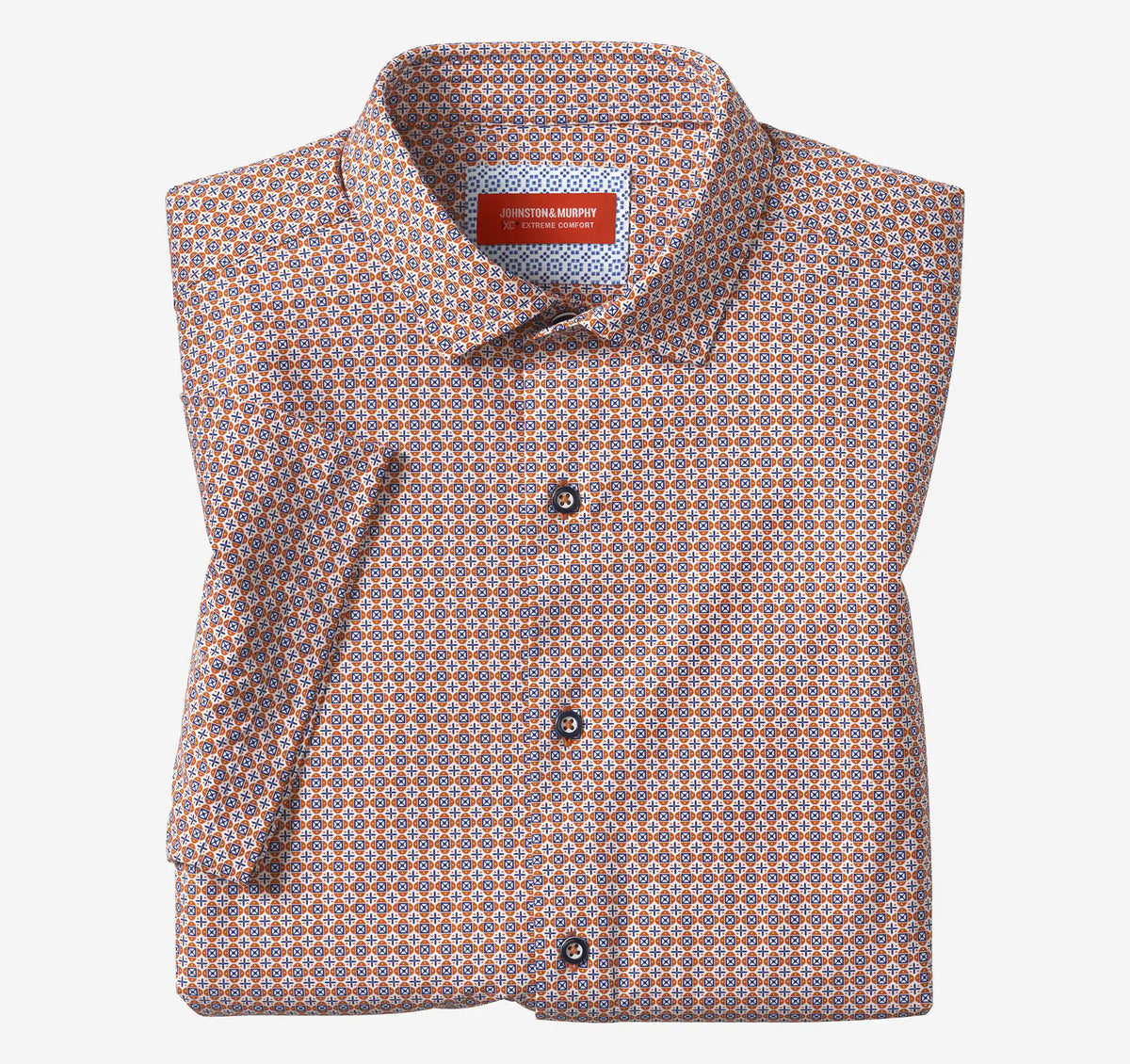 XC+™ Motion Short-Sleeve Print Knit Shirt - Orange Quad Grid