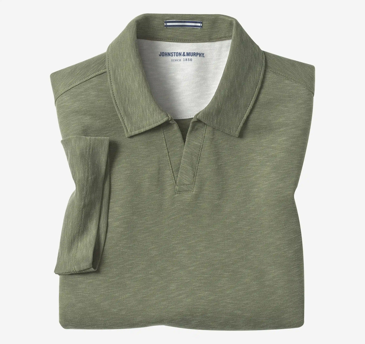 Vintage Slub V-Neck Polo - Olive