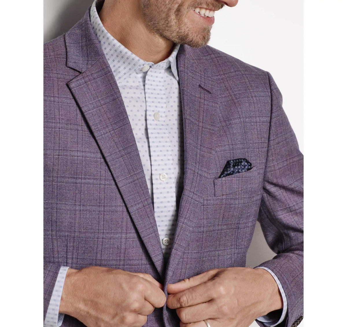 Townsend Dress Wool Blazer - Berry Windowpane Plaid