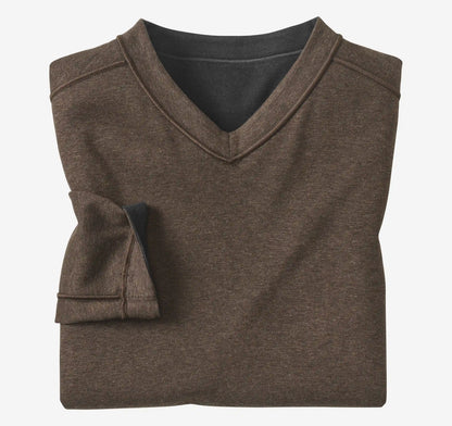 Icon Reversible V-Neck Pullover - Charcoal/Brown