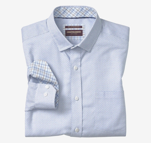 Ovation Non-Iron Dress Shirt - White/Royal Mini Box